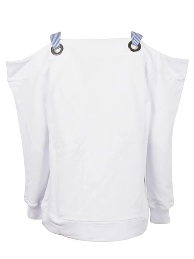 Shop Msgm Stripe Detail T-shirt In Bianco
