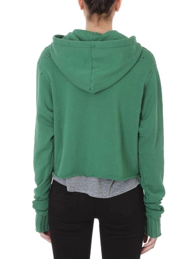 Shop Amiri Cropped Hoodie Sweatshirt In Green