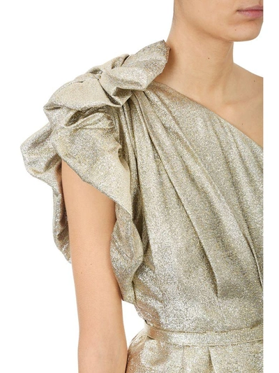 Shop Stella Mccartney One-shoulder Lurex Dress In Gold