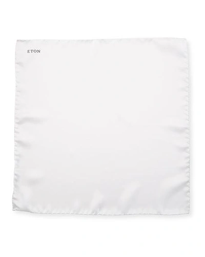 Eton Mens White Logo-embroidered Silk Pocket Square In White
