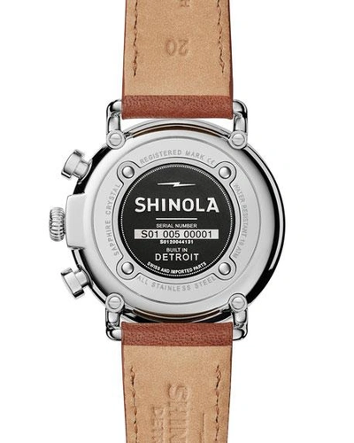 Shop Shinola Men's 41mm Runwell Chronograph Watch, Midnight Blue/tan In Dark Blue