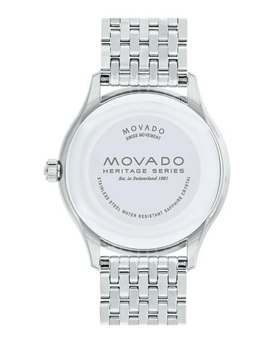 Shop Movado 40mm Heritage Series Calendoplan Watch In Silver
