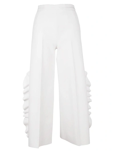 Shop Msgm Ruffle Detail Pants In Bianco