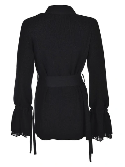 Shop Sacai Belted Cardigan In Black