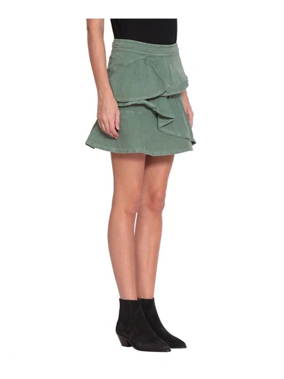 Shop Isabel Marant Étoile Coati Cotton Skirt In Verde