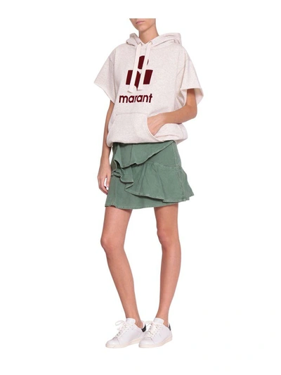 Shop Isabel Marant Étoile Coati Cotton Skirt In Verde