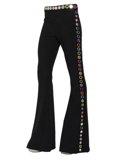 Shop Moschino Mirror Embellished Trousers In Nero