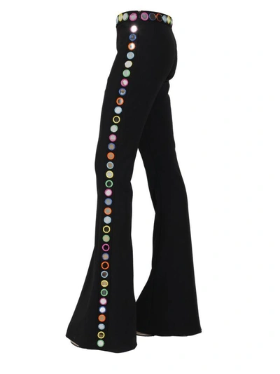 Shop Moschino Mirror Embellished Trousers In Nero