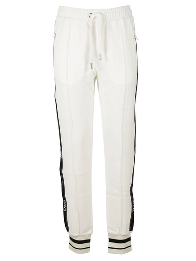 Shop Dolce & Gabbana Contrast Panel Track Pants In Bianco