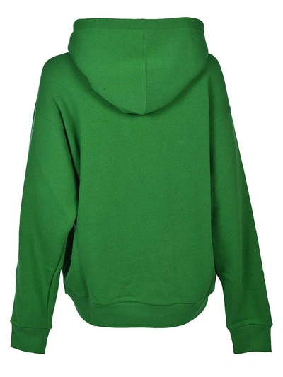 Shop Gucci Logo Print Hoodie In Verde