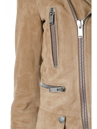 Shop Saint Laurent Taupe Color Suede Biker Jacket In Light Taupe