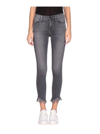Shop Frame Le High Cotton Denim Skinny Jeans In Grigio