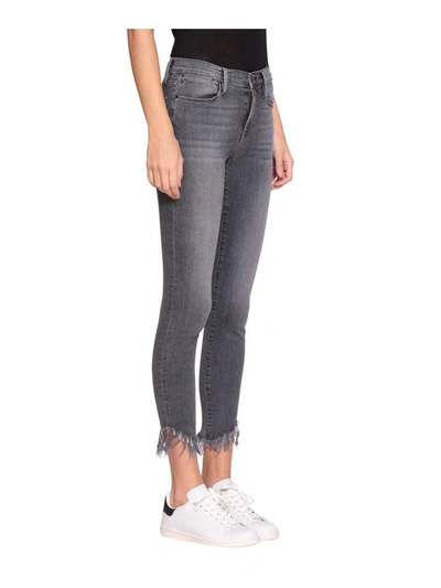 Shop Frame Le High Cotton Denim Skinny Jeans In Grigio