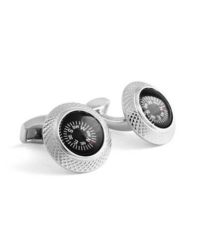 Shop Tateossian Round Compass Cuff Links In Silver