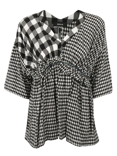Shop Zucca Check Patterned Top In Black-white