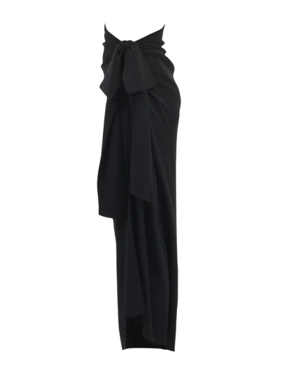 Shop Saint Laurent Asymmetric Draped Skirt In Black