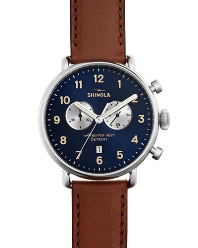 Shop Shinola Men's 43mm Canfield Chronograph Watch In Brown
