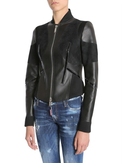 Shop Dsquared2 Leather Jacket In Nero