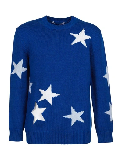 Shop Givenchy Star Intarsia Knitted Sweater In Bluette