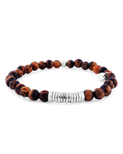 Shop Tateossian Men's Tiger Eye Bead Bracelet In Brown