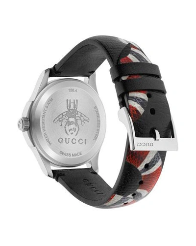 Shop Gucci 38mm Le Marche Des Merveilles Snake Watch W/ Leather Strap In Gray