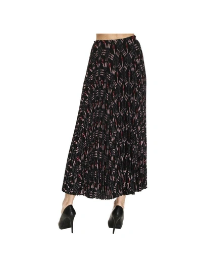 Shop Valentino Skirt Long Skirt In Cr&ecirc;pe De Chine With Pliss&eacute; And Love Blades Pattern In Black
