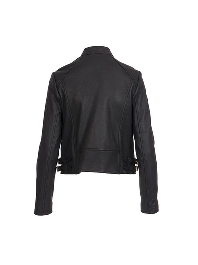 Shop Michael Kors Leather Jacket In Black