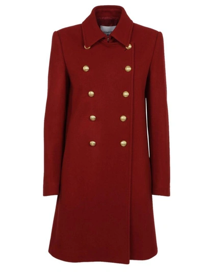 Shop Dondup Buttoned Tailored Coat In Red