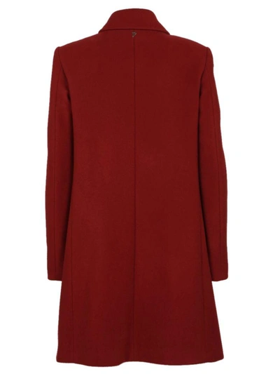 Shop Dondup Buttoned Tailored Coat In Red