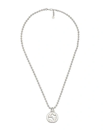 Shop Gucci Men's Interlocking Gg Pendant Necklace In Silver