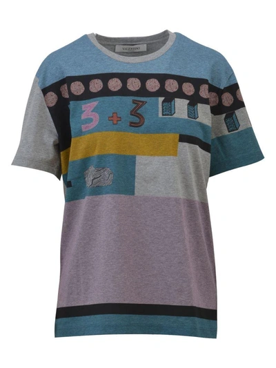 Shop Valentino Counting T-shirt In Grey