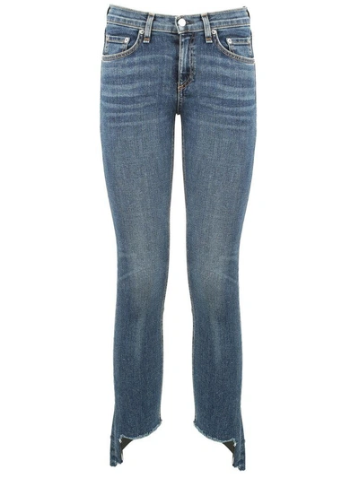 Shop Rag & Bone The Capri Distressed Mid-rise Skinny Jeans In Blu