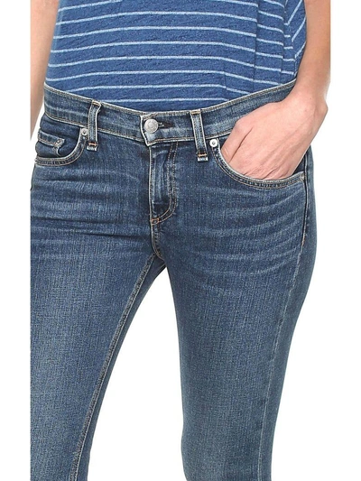 Shop Rag & Bone The Capri Distressed Mid-rise Skinny Jeans In Blu