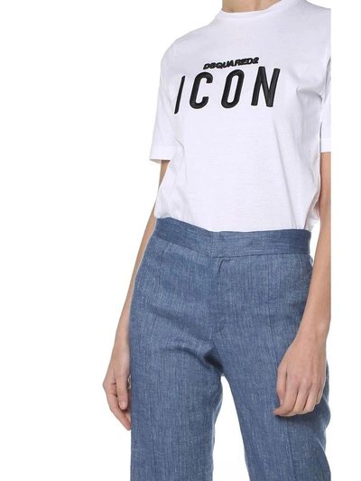 Shop Dsquared2 Icon Cotton-jersey T-shirt In Bianco