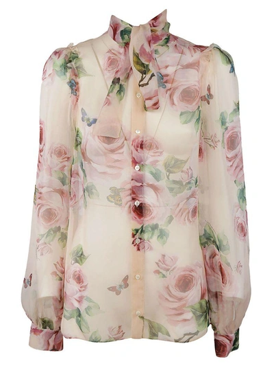 Shop Dolce & Gabbana Scarf Neck Rouse Blouse In Pink