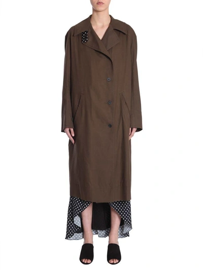 Shop Haider Ackermann Trench Coat With Raglan Sleeves In Verde