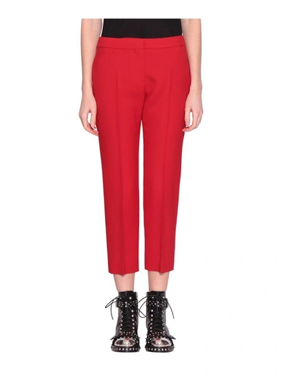 Shop Alexander Mcqueen Wool And Silk Trousers In Rosso