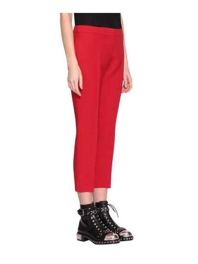 Shop Alexander Mcqueen Wool And Silk Trousers In Rosso