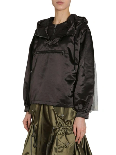 Shop Moschino Hooded Anorak In Nero