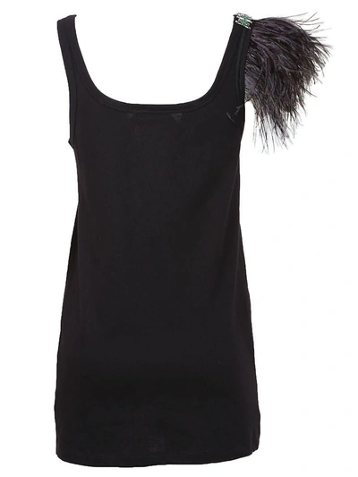Shop N°21 Crystal And Feather Top In Black