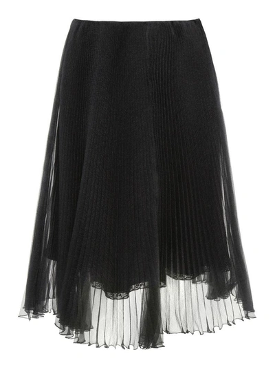 Shop Prada Pleated Cigaline Skirt In Neronero