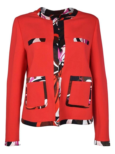 Shop Emilio Pucci Contrast Trim Tailored Blazer In Rosso