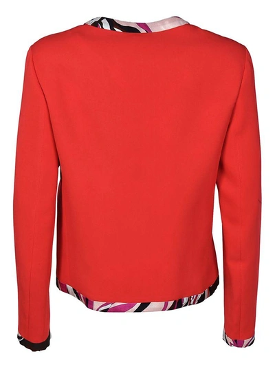 Shop Emilio Pucci Contrast Trim Tailored Blazer In Rosso