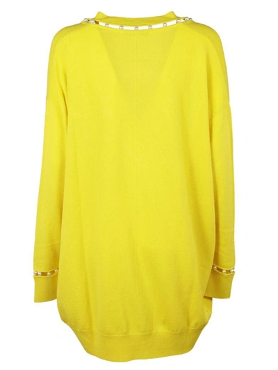 Shop Givenchy Pearl Trim Sweater In Giallo