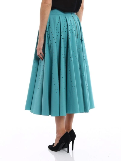 Shop Bottega Veneta Studded Full Skirt In Aqua