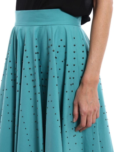 Shop Bottega Veneta Studded Full Skirt In Aqua