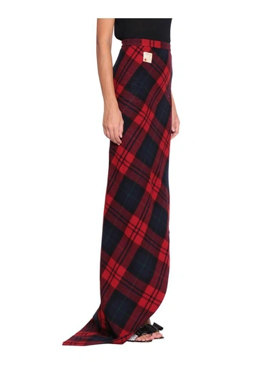 Shop Dsquared2 Wool Tartan Skirt In Rosso