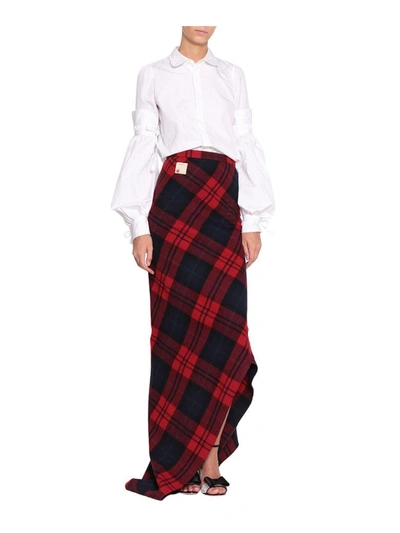 Shop Dsquared2 Wool Tartan Skirt In Rosso