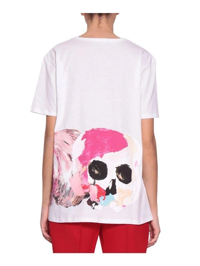 Shop Alexander Mcqueen Skull Cotton T-shirt In Bianco