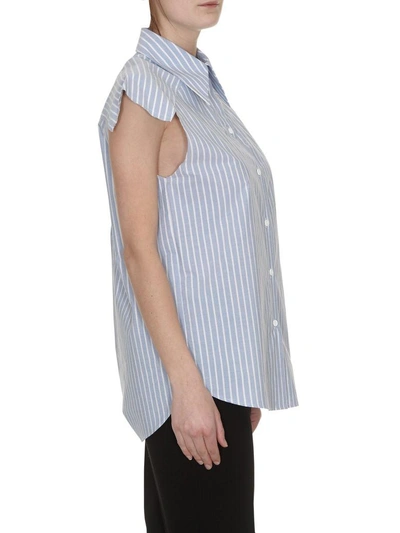 Shop Mm6 Maison Margiela Shirt In Blue+white Stripes